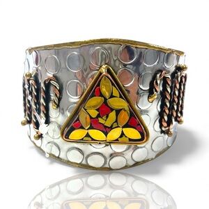 Silver and Gold Triangle Cuff Bracelet